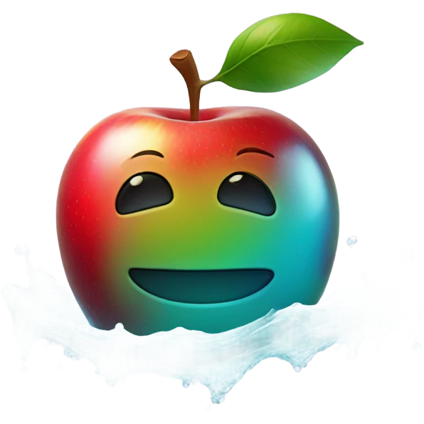 apple with a face in water emoji