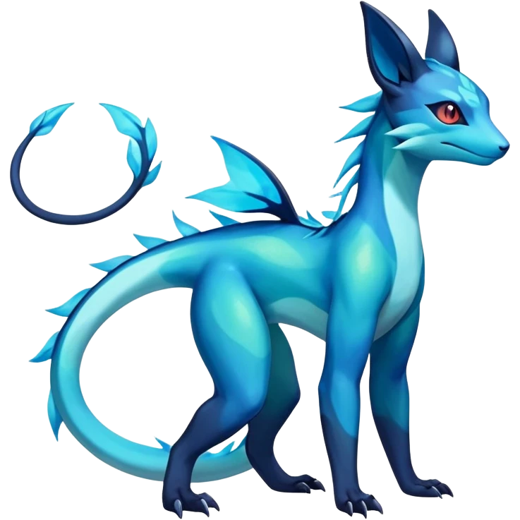 Colorful Iridescent Exotic Salandit-Aurorus-Glaceon-Fakémon-hybrid-creature (full body)  emoji