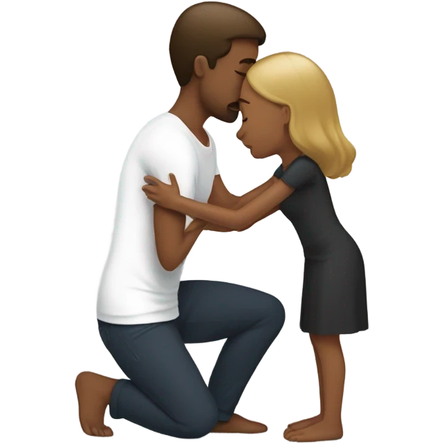 Woman kneeling on a man's legs emoji