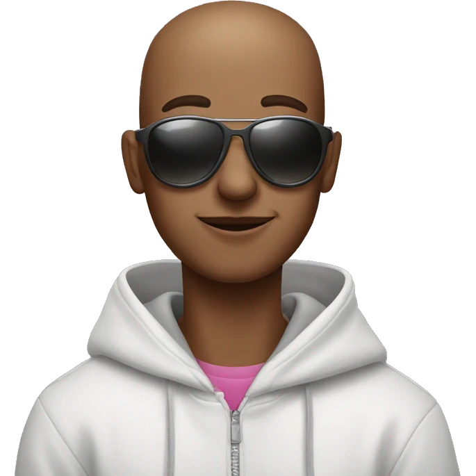 buzzcut man wearing hoodie with sunglasses on and lollipop in his mouth emoji