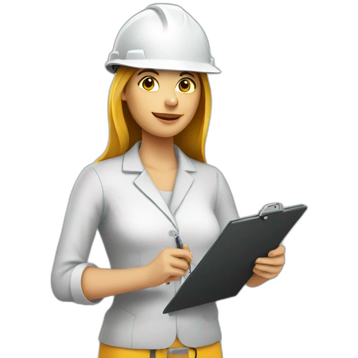Woman in hard hat with clipboard emoji