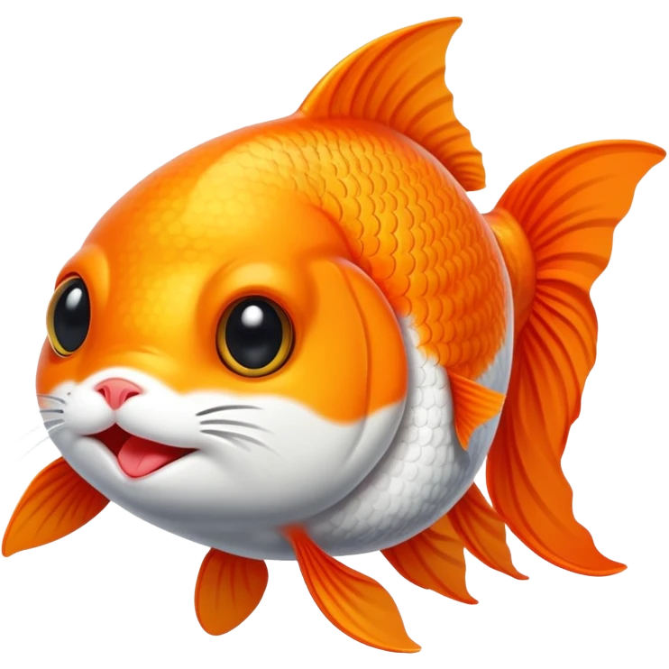 A goldfish wit a cat head emoji