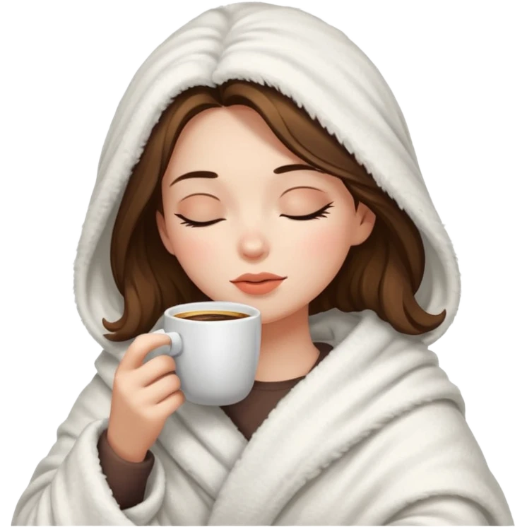 girl inside a blanket sipping coffee eyes closed emoji