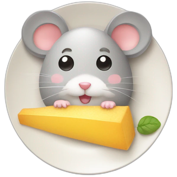 fluffy cute mouse plate with food emoji