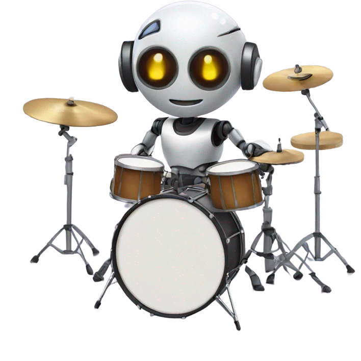 cute robot plays the drum set emoji