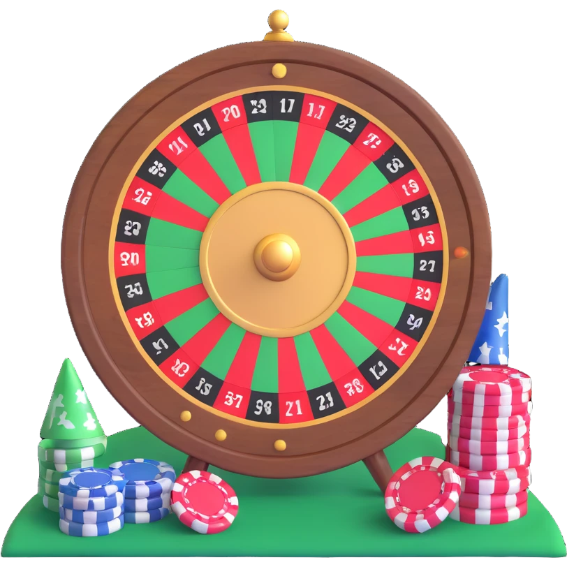 roulette wheel with festive decorations and flag accents emoji
