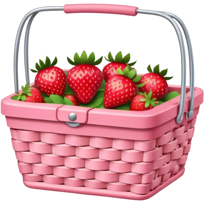 Pink Picnic Basket With Strawberries emoji
