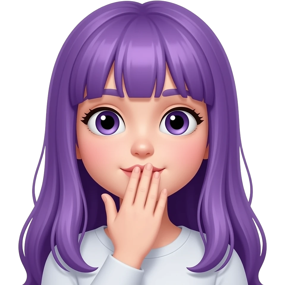GIRL WITH LONG PURPLE HAIR HANDKISS emoji