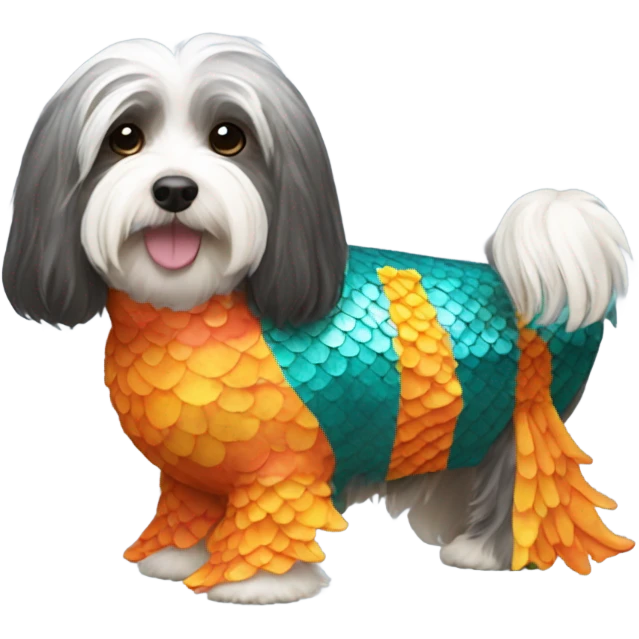 Havanese in a fish costume  emoji