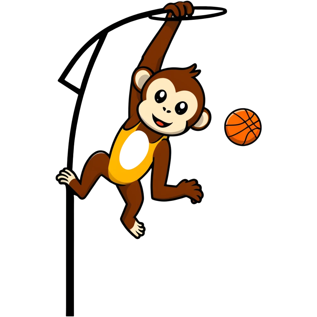 A monkey dunking a basketball into a hoop emoji