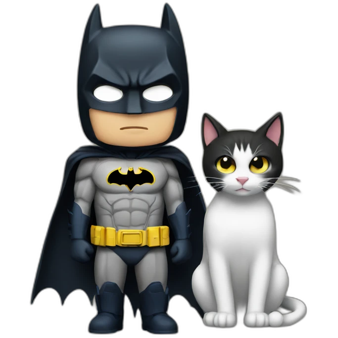 Batman and a cat emoji