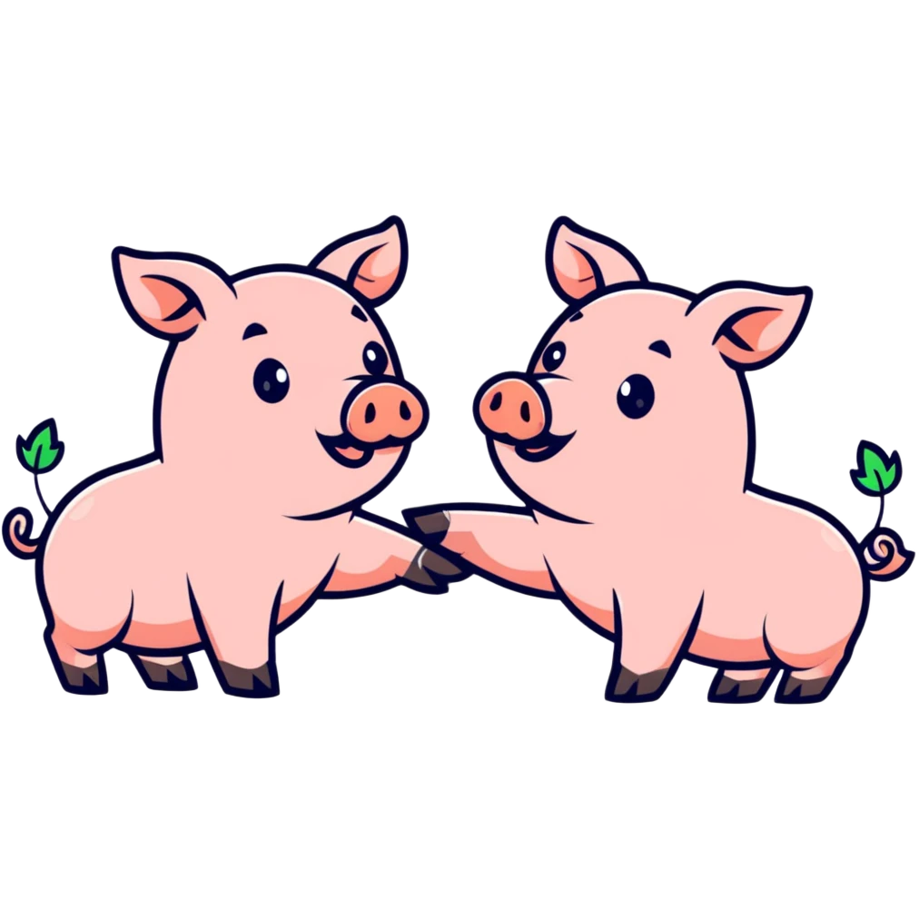 Two pigs playing  emoji