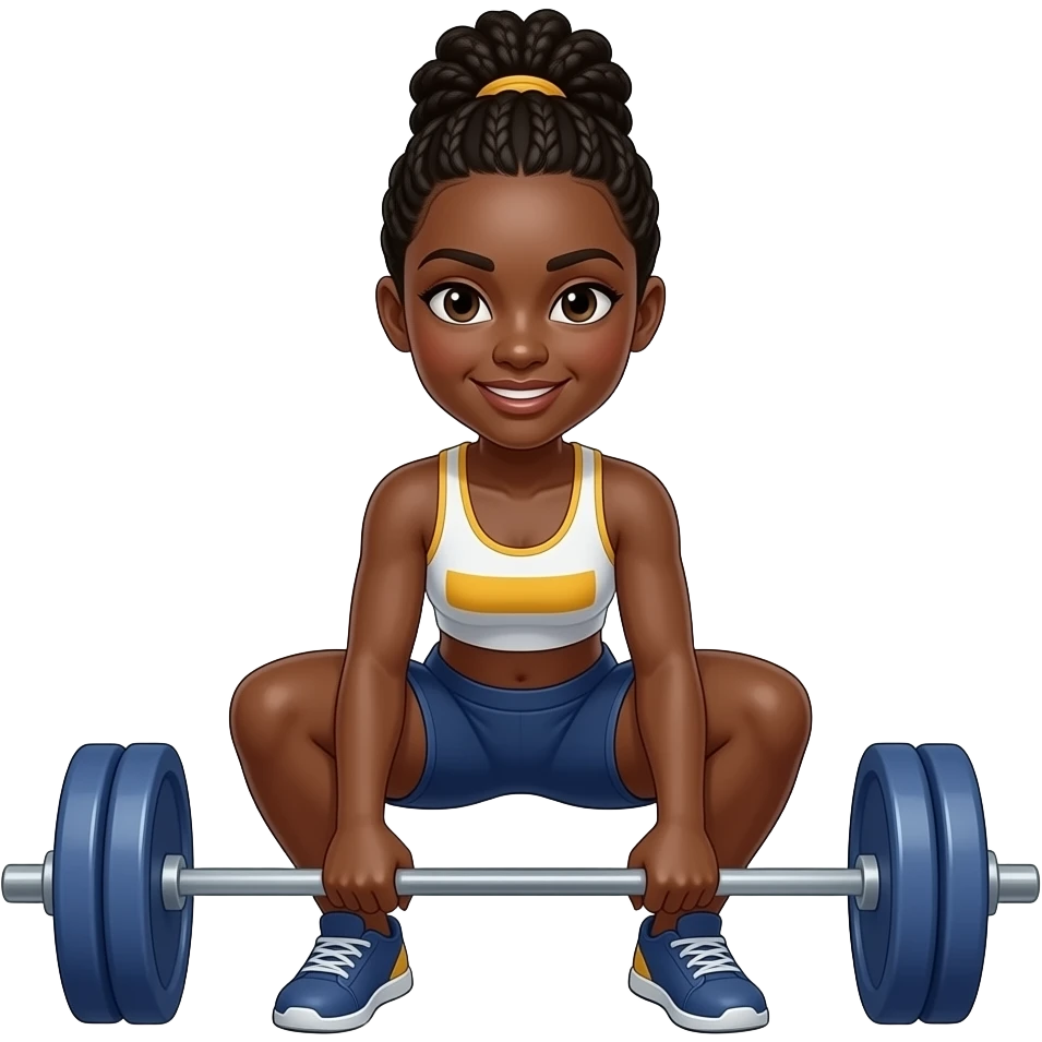 Black woman at the gym squatting emoji