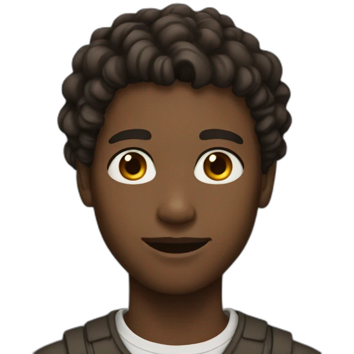black,young man with a short wavy hair brown emoji