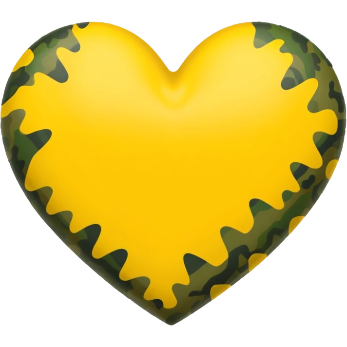yellow heart with a camouflage pattern emoji