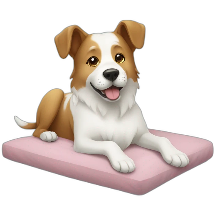 dog laying on bed, medical needling treatment emoji