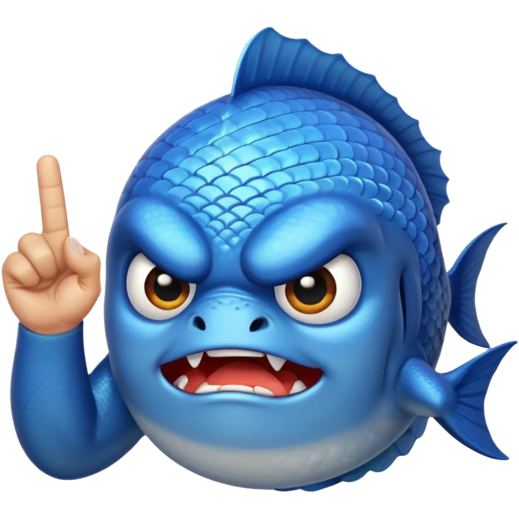 blue fish holding up a middlefinger towards the camera emoji