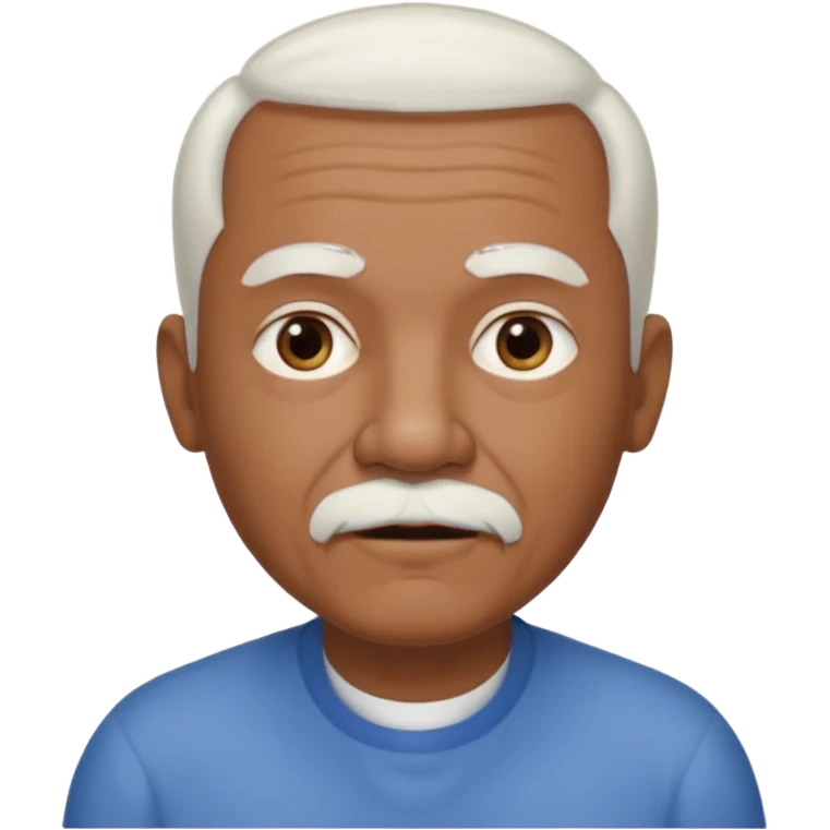An elderly man emoji with medium-dark skin tone, short neatly trimmed white hair around the sides and back of his head, a bald top, and well-groomed facial hair — a small white mustache paired with a short rounded white goatee that frames his mouth. emoji