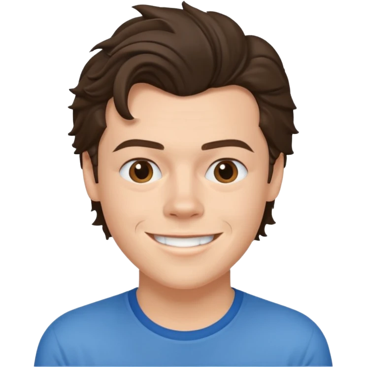 une joli personne qui ressemble a harry styles, avec beaucoup de details qui sourit emoji