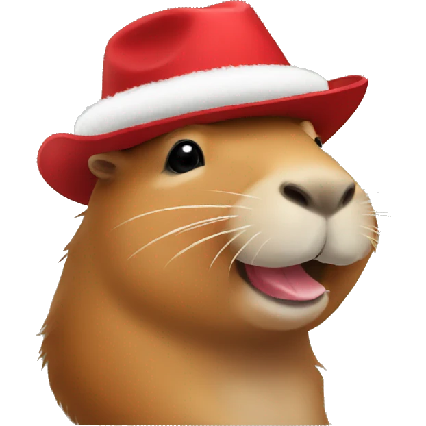 A happy capybara in a red hat emoji