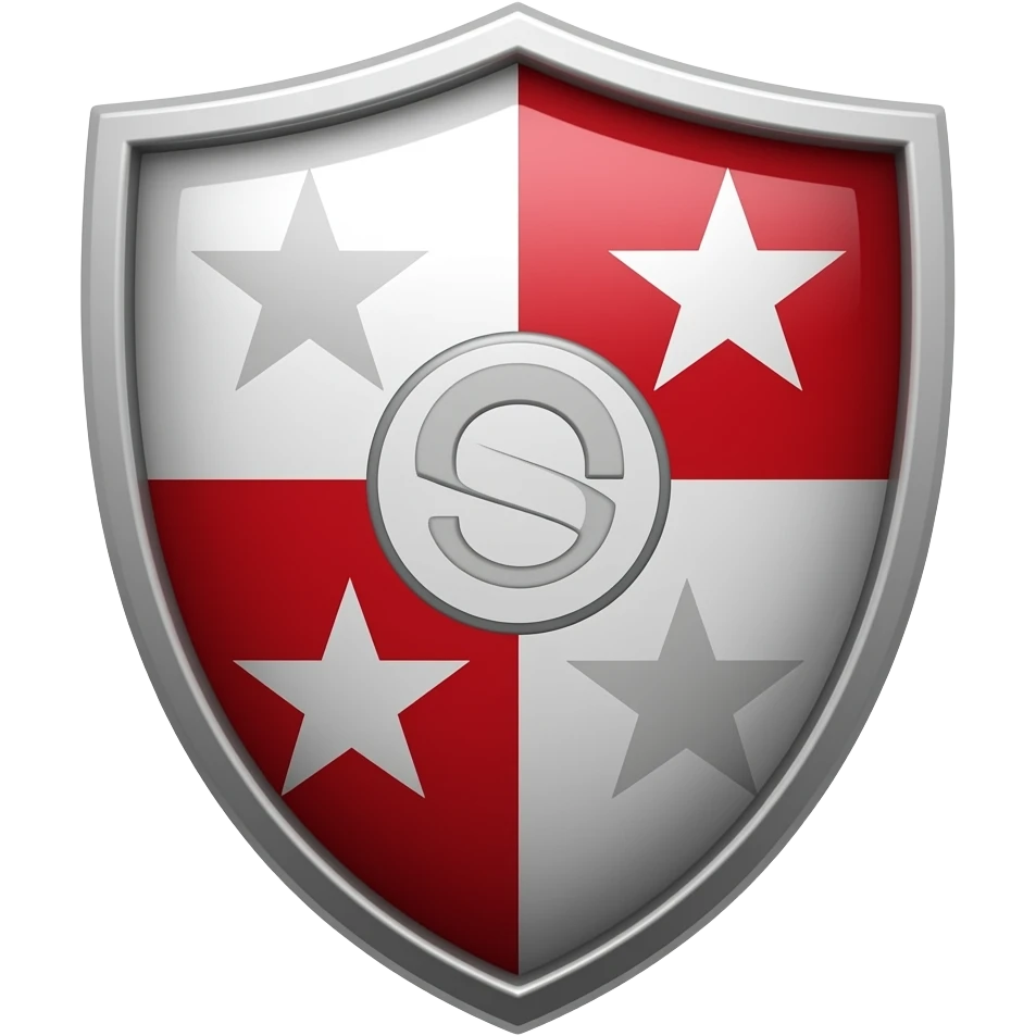 Skin city country club, shield, silver, and red emoji
