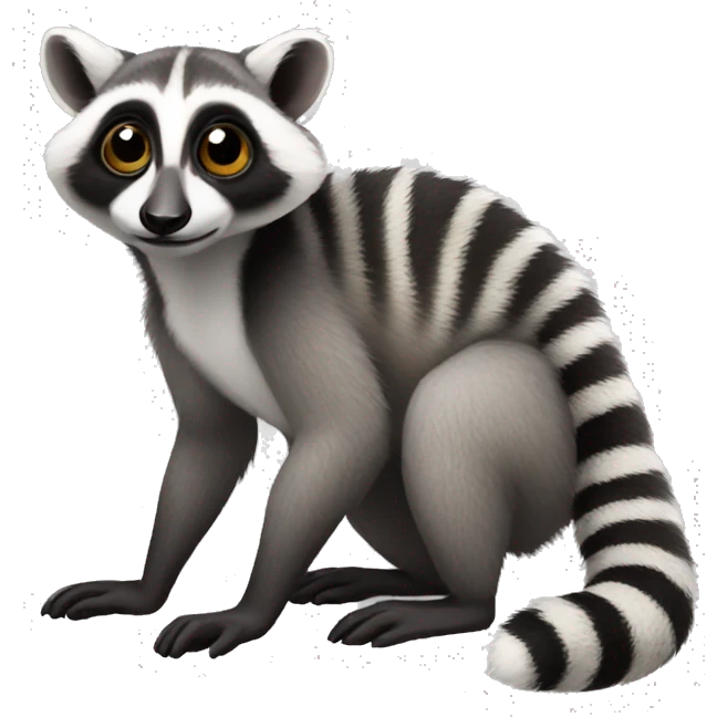 Lemur-Raccoon-hybrid full body emoji