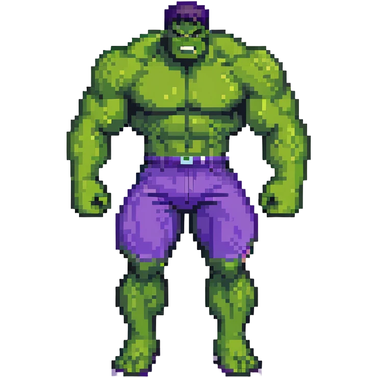 Hulk, green muscular superhero with purple shorts emoji