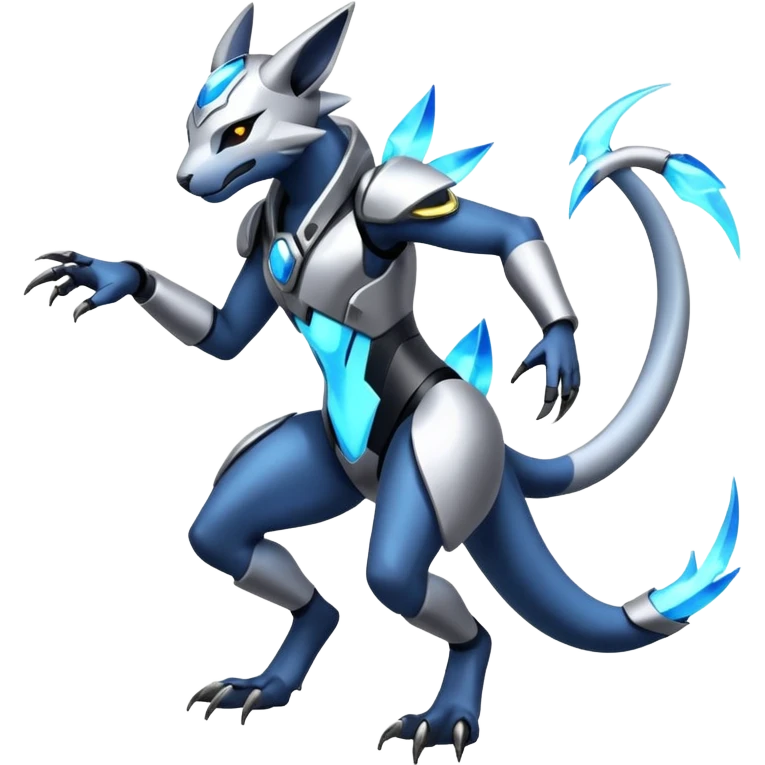 Futuristic highly advanced technological cyborg-Genet-Absol-Zeraora-Primagen-fusion-creature  emoji
