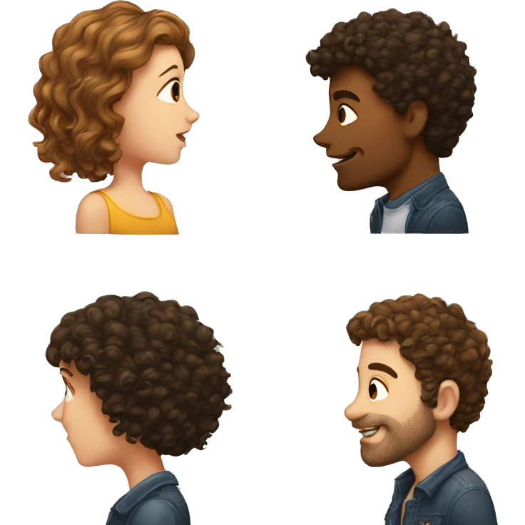 Girl With Curly Brown Hair Kiss a Man with Short Brown hair  emoji