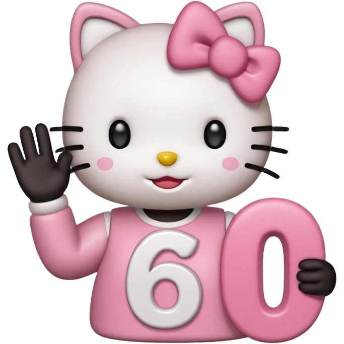 hello kitty holding up 67 emoji