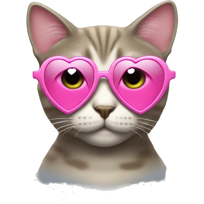 Cat with sunglasses and pink heart emoji