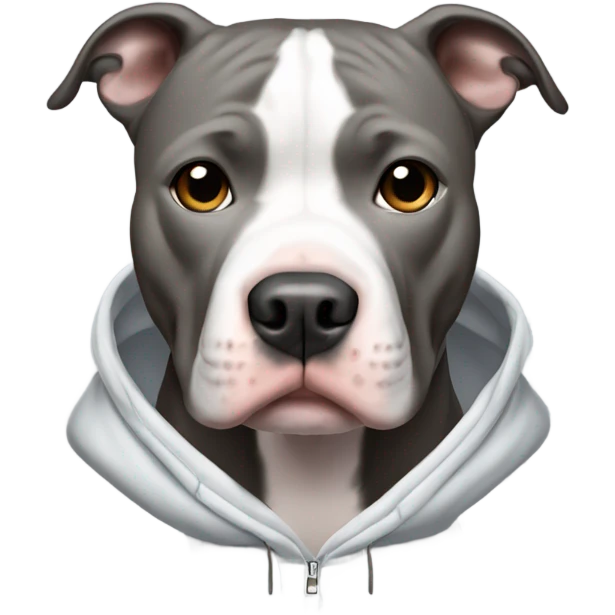 A Pitbull that’s half white half grey with a hoodie on emoji