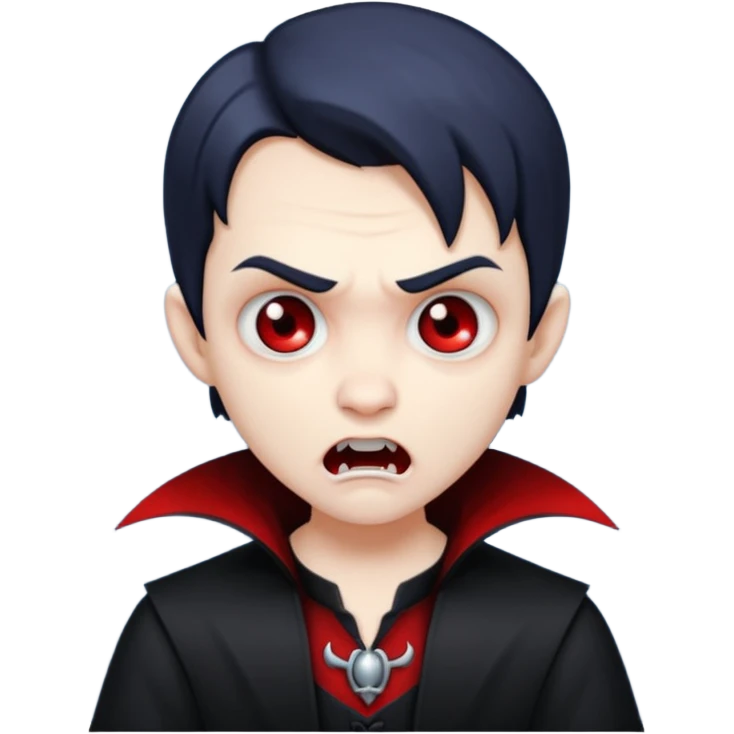 Chibi style, vampire, scared expression emoji