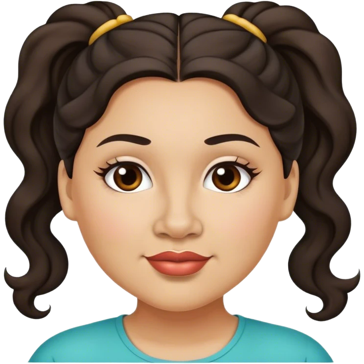  plus size light skin latino women with wavy dark hair in pony tail flat wide nose  emoji