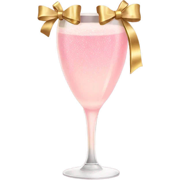 Pink champagne with gold bow emoji