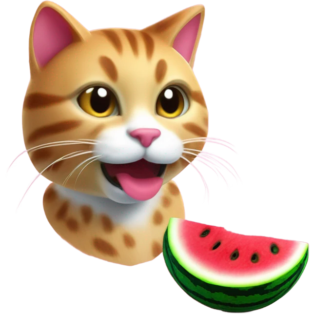 Cat eating watermelon emoji