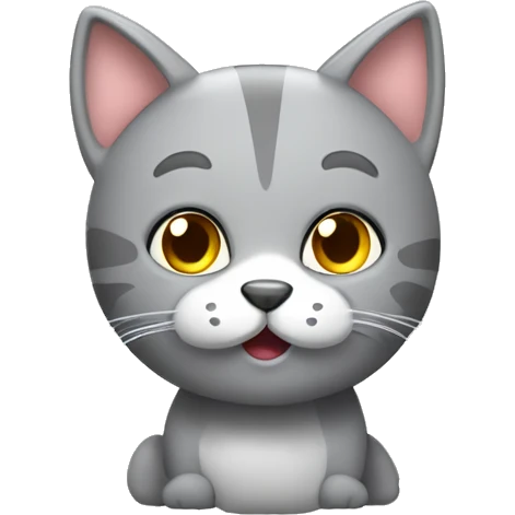 Gato gris tierno con globo  emoji