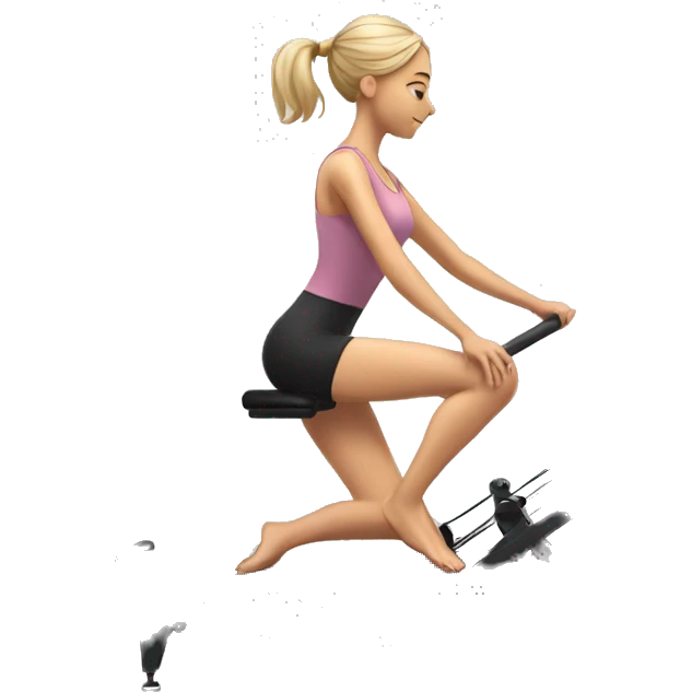 a girl on a reformer pilates machine doing exercises emoji