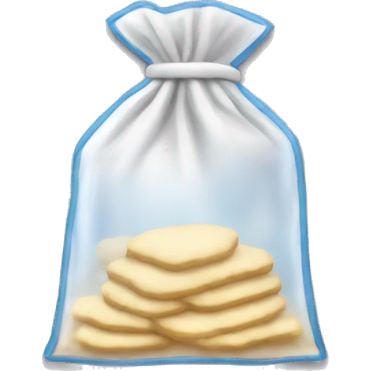 Pocket sized see through ziplock bag of flour emoji