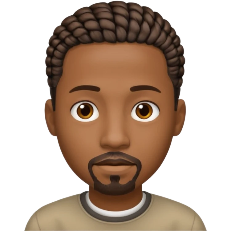 Hazme un emoji de un hombre negro con trenzas cortas (pero no mucho) y una pequeña perilla sin bigote emoji