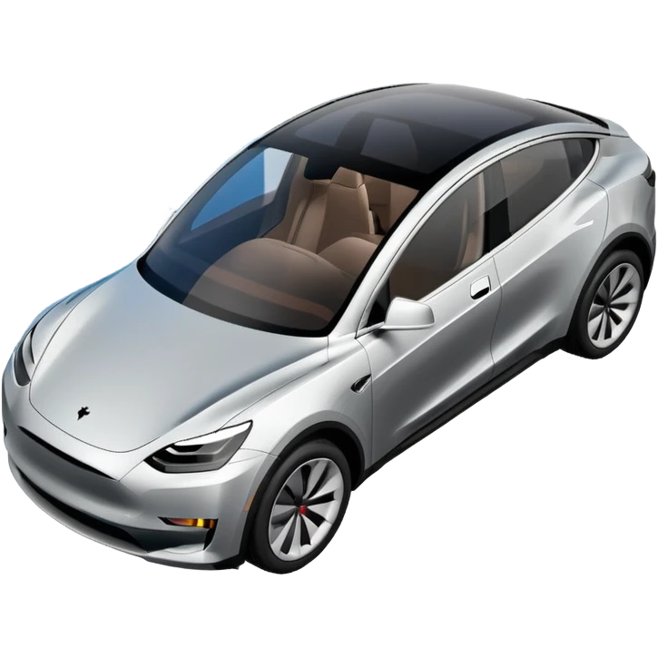 A Tesla Model Y parallel parking in front of a store, from above emoji
