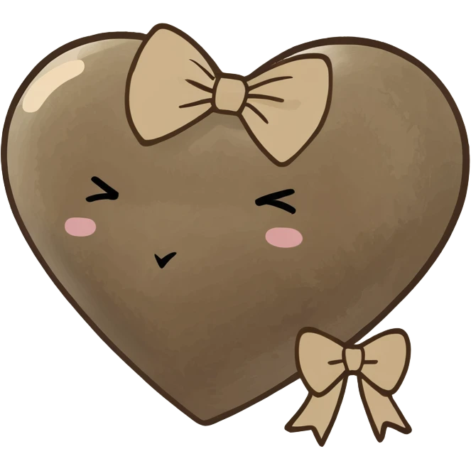 Corazón marrón con moño beige emoji