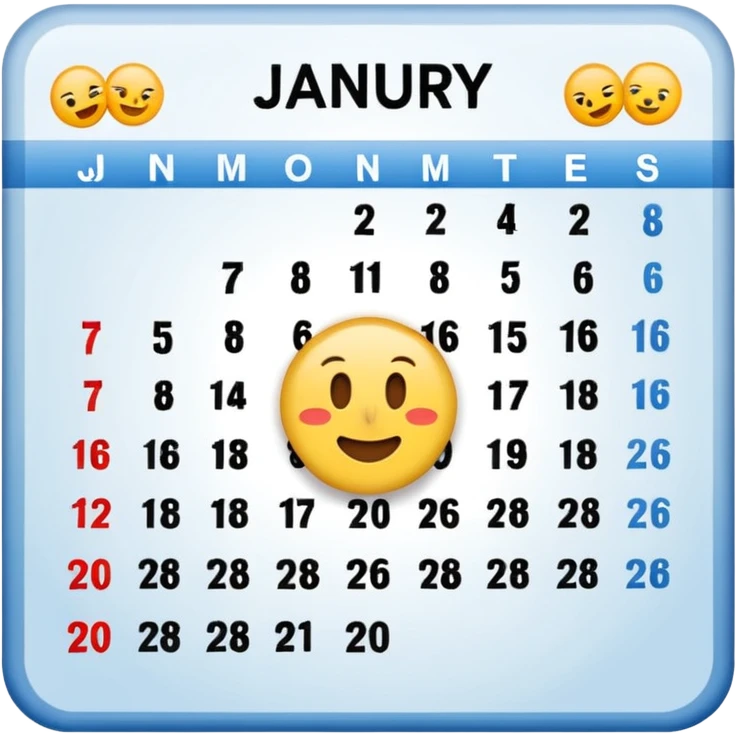 January calendar flat emojy style just writte Jan 2026. More flat style Just JAN 2026 should be on it. No need for days , shoujdbe JAn 2026 written in the middele of the icon emoji