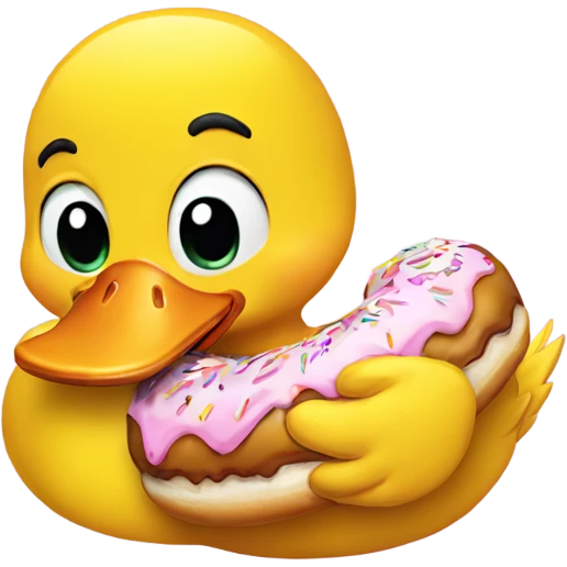 Yellow Duck eating donut  emoji