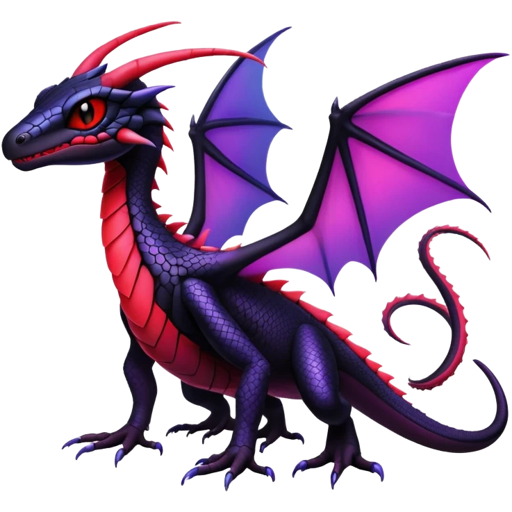 Colorful Neon Black and red and purple Gothic Edgy Tropical Flygon-Aurorus-Salandit-Salazzle-Amaura-Hybrid-Creature emoji