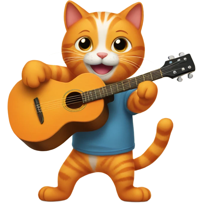 Orange cat playing guitar emoji
