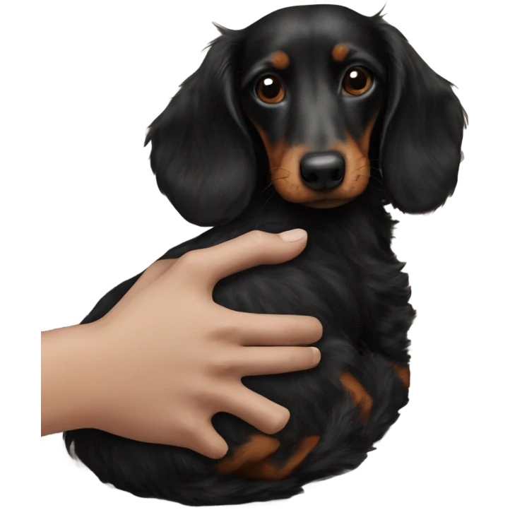 Dachshund cuddling black fluffy dog emoji