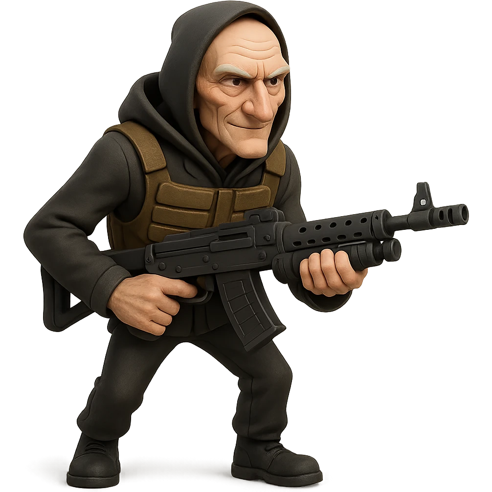 old skinny tough charismatic character from STALKER with a big machine gun emoji