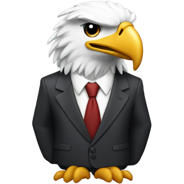 Eagle wearing a suit with the letters, HQ behind it emoji