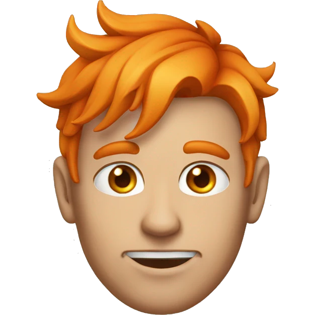 orange hair, man with one devil horn, scar accross left eye emoji